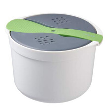 Rice Cooker Microwave 2L with Rice Scoop and Filter Lid, Compact Microwave Rice Cooker for Easy Cooking