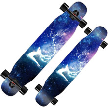 Skateboard Pro 46.8 Inch Complete Skateboard Double Kick Deck 9-Ply Maple Wood Concave for Beginners and Adults Color A
