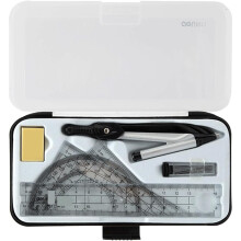 Portable Math Compass Set with Ruler, Protractor, Pencil Sharpener, Eraser, and Pencils for Geometry Drawing