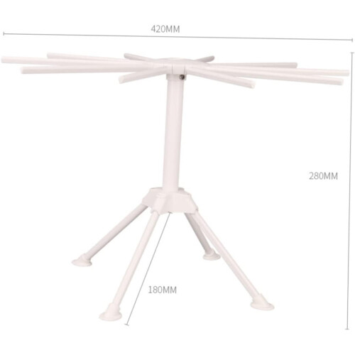 Pasta Drying Rack Foldable ABS White with Oscillating Threaded Nut and Spiral Cutter for Kitchen Use 2