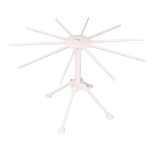 Pasta Drying Rack with Oscillating Design, Threaded Nut, Foldable Spiral Cutter, White ABS Material, Reusable Bowl Covers