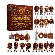 (Washington Commander Advent Holiday Blind Box, 26*18*3cm) 24-day countdown to the arrival of Commander Washington Holiday Blind Box Christmas Tree Decoration Acrylic Pendant