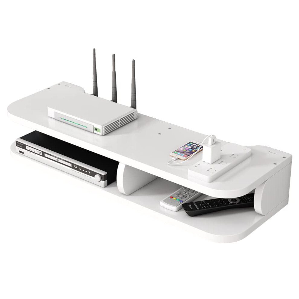Wifi Router Storage Box Wall Mounted Floating Shelves For Tv Set-Top, Multilayer Cable Management Rack Jl03 White 6947110331799