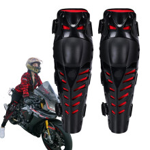 Motorcycle Shin Guards - Knee Protectors Set Black Red, Protective Gear for Riding, Adjustable, Durable Material