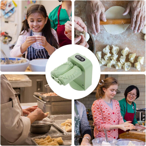 Electric Dumpling Maker Machine, Automatic Wonton Press Folder, Quick Pastry Gadget for Empanadas, Easy To Use Green Model 2