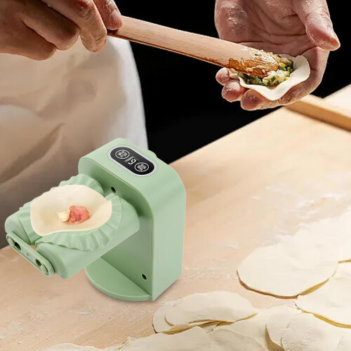 Electric Dumpling Maker Machine, Automatic Dumpling Press for Quick Home Preparation, Green Color, Easy to Use 2