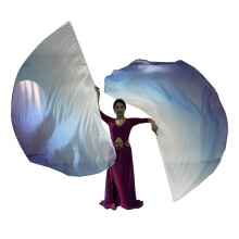 Half-Circle Worship Flags Set of 2 with Adjustable Poles for Church Dance - White to Blue Praise Dance Banners