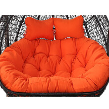 Doppel-Kissen Hängeschaukel Für Außenbereich, Weiches, Tiefes Ei-Kissen Mit Bändern, Orange, Langlebig, Komfortabel