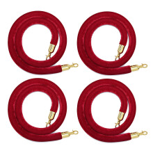 Stanchion 4 Pack Velvet Barrier Rope with Gold Hooks for Queue Management, VIP Events, Hospitals, and Playgrounds
