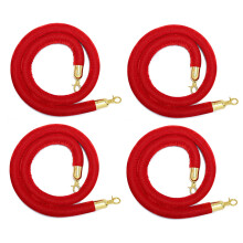 Queue Barrier Rope 4-Pack Velvet Barrier Cord for VIP Signs Hospital Parties Playgrounds Post Stands