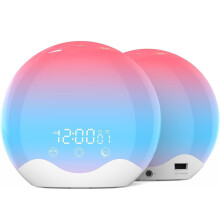 Smart Sunrise Alarm Clock with 6 Natural Sounds and 12 Gradient Light Effects for Heavy Sleepers and Kids Room RGB Nightstand Light