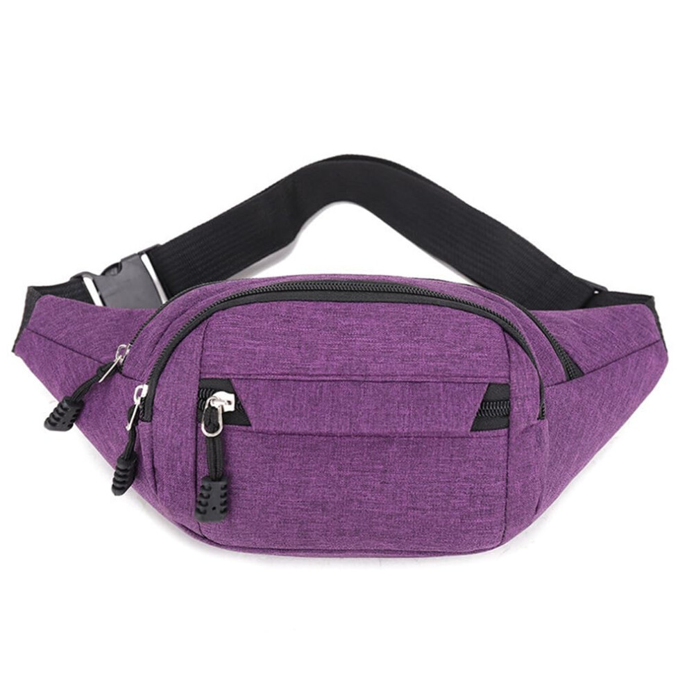 Fanny Pack for Men Women Unisex, Waterproof Adjustable Belt Hip Bag with 3 Zipper Pockets, Purple for Travel Hiking Dog Walking-image-OPC-PJWD5ZY-NEW
