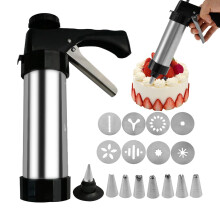 Churro Maker Machine Stainless Steel with 8 Nozzles and Reusable Laminating Bag for Safe Hygienic Hollow Churros