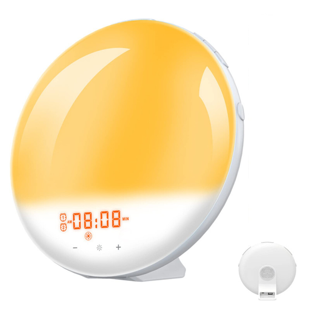 Wake-Up Sunrise Alarm Clock For Kids And Heavy Sleepers With Sunrise Simulation, Fm Radio, Dual Alarms, Night 7 Color Options Light