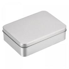 Rustproof Metal Tin Container with Lids, Silver Tone, 4.92 x 3.54 x 1.38 Inches, Durable Storage Solution