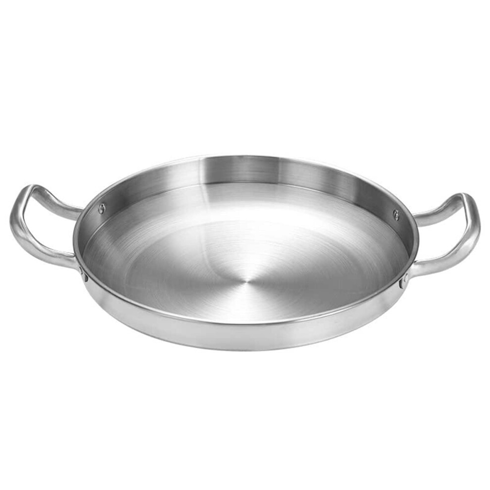Double Ear Stainless Steel Paella Pan 26cm Seafood Rice Pot Cookware with Handle for Home Cooking and Picnics-image-OPC-PJWDD8Q-NEW
