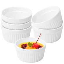 Creme Brulee Bowls 160 ml Ceramic Soufflé Bowls White 9 cm Diameter Dishwasher Safe Casserole Dish Set of 6