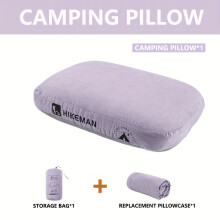 (Purple) Portable Outdoor Camping Pillow With Storage Bag And Replacement Pillowcase | Ideal For Camping Trips, Beach Vacations, And Easy-to-Store