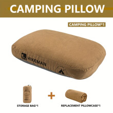 (Coffee) Portable Outdoor Camping Pillow With Storage Bag And Replacement Pillowcase | Ideal For Camping Trips, Beach Vacations, And Easy-to-Store