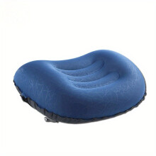 (Crescent Moon (embossed Dark Blue) With Straps) Crescent Moon Inflatable Travel Pillow - Effortless Portability, Soft TPU Lycra - Ideal for Outdoor Adventures, Camping & Hiking