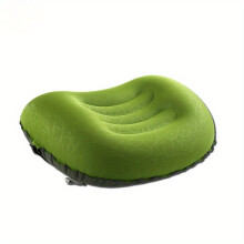 (Crescent Moon (embossed Green) With Straps) Crescent Moon Inflatable Travel Pillow - Effortless Portability, Soft TPU Lycra - Ideal for Outdoor Adventures, Camping & Hiking