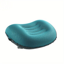 (Crescent Moon (embossed Blue) With Straps) Crescent Moon Inflatable Travel Pillow - Effortless Portability, Soft TPU Lycra - Ideal for Outdoor Adventures, Camping & Hiking