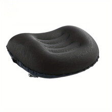 (Crescent Moon (embossed Black) With Straps) Crescent Moon Inflatable Travel Pillow - Effortless Portability, Soft TPU Lycra - Ideal for Outdoor Adventures, Camping & Hiking