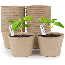 Peat Pots 30 Pack Biodegradable Seed Starting Pots 3 Inch Round Planting Cups with 20 Plant Labels
