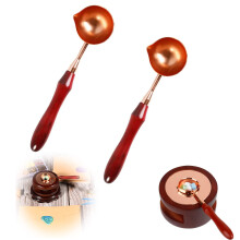 Pack of 2 Sealing Wax Spoons with Wooden Handle, Wax Seal Melting Spoon for Wedding Invitations and Envelope Stamping