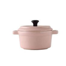 Creme Brulee Ceramic Breakfast Bowl with Lid, 220 ml Pink Mini Casserole for Soufflé and Oven Safe Onion Soup
