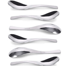 18/8 Premium Stainless Steel Soup Spoons Set of 6, 17 cm Long, Ideal for Salads, Curries, Desserts, and Hot Dishes