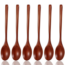 Wooden Spoons Set of 6, Handmade Natural Wooden Tablespoons for Soup, Cereal, Coffee, Tea, and Honey