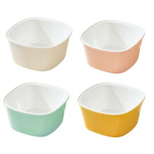 Square Ramekins Set of 4, 210 ml Ceramic Stackable Brulee Bowls, Colorful Porcelain Baking Dishes 10 x 5 cm