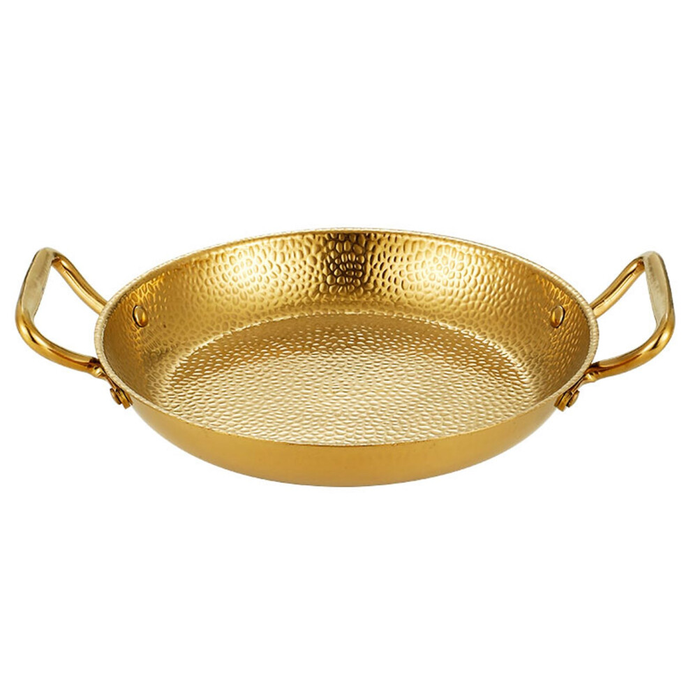 Double Ears Sukiyaki Spanish Paella Pan 26cm Cast Iron Seafood Frying Pan Stainless Steel Home Cooking Pot Gold-image-OPC-PJWDVZC-NEW