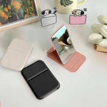 (Pink + black + white 3 Counts, one-size) Portable Foldable Makeup Mirror, Adjustable Mini Mirror, Foldable Mirror for Dormitory & Office, Makeup Tools for Women & Girls
