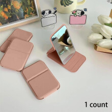 (1 Count Pink, one-size) Portable Foldable Makeup Mirror, Adjustable Mini Mirror, Foldable Mirror for Dormitory & Office, Makeup Tools for Women & Girls