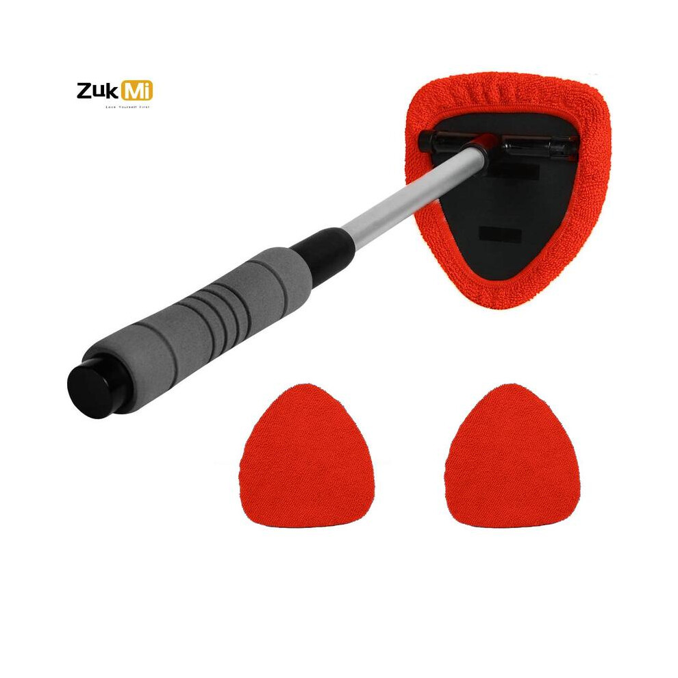 (, 1Pc) Windshield Cleaner Tool, Microfiber Car Window Cleaning Tool With 2 Cloth Pad Head, Auto Interior Exterior Glass Wiper Car Glass Cleaner Red 3324543052454