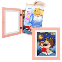 Picture Frame Children's Drawings A4 Pink, Front Opening Art Frame for Storage and Display of Kids' Artwork