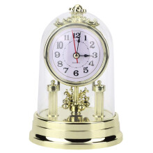 Table Clock, Vintage European Non Ticking Battery Operated Gold Family Home Decor for Kids Room Living Room Office