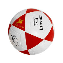 Standard Size 5 PVC Training Soccer Ball for Adults - Durable Machine-Stitched Design in White and Red