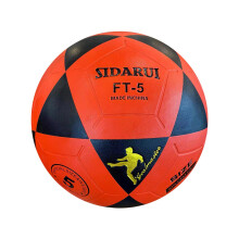 Size 5 Football - Durable Machine-Stitched PVC Adult Training Ball in Black Red for Standard Practice