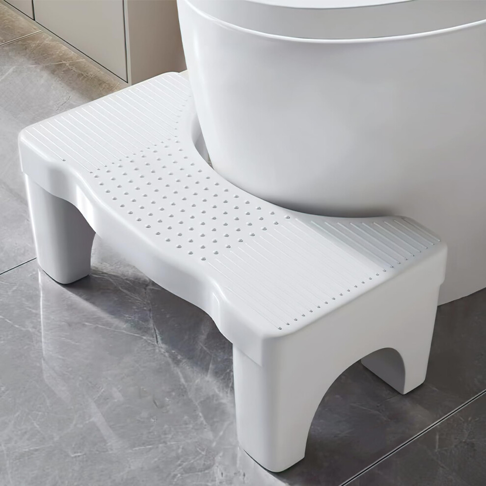 Adult Folding Toilet Stool for Hemorrhoids and Constipation Relief - White, Compact, Portable Design for Easy Storage