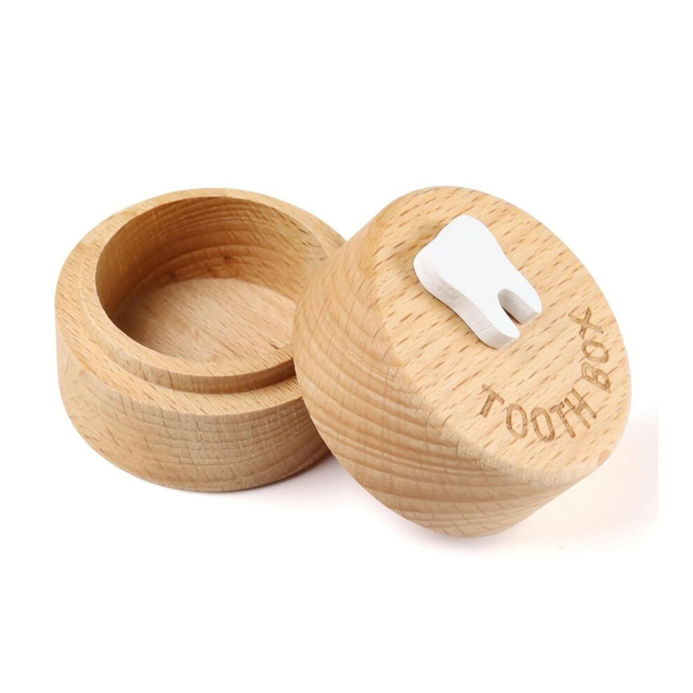 Milk Tooth Box, Wooden Keepsake Box for Children's Teeth, Cute Baby Tooth Storage Box for Boys and Girls