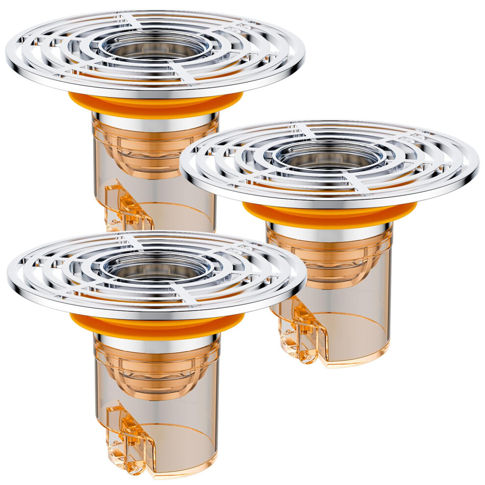 Floor Drain Pack Of 3 For Sewer, 32-45 Mm Size, Universal Odour Trap, Backflow Prevention, Removable Magnetic Design 6038364458384
