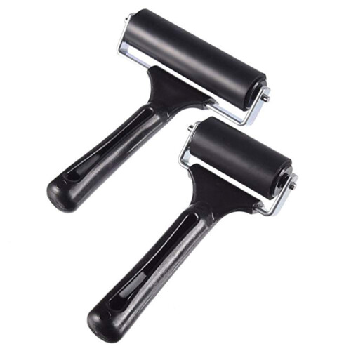 Rubber Roller Paint Roller Set - 2pcs Graphic Rollers for Lino Printing, Block Printing, and Punching Tools