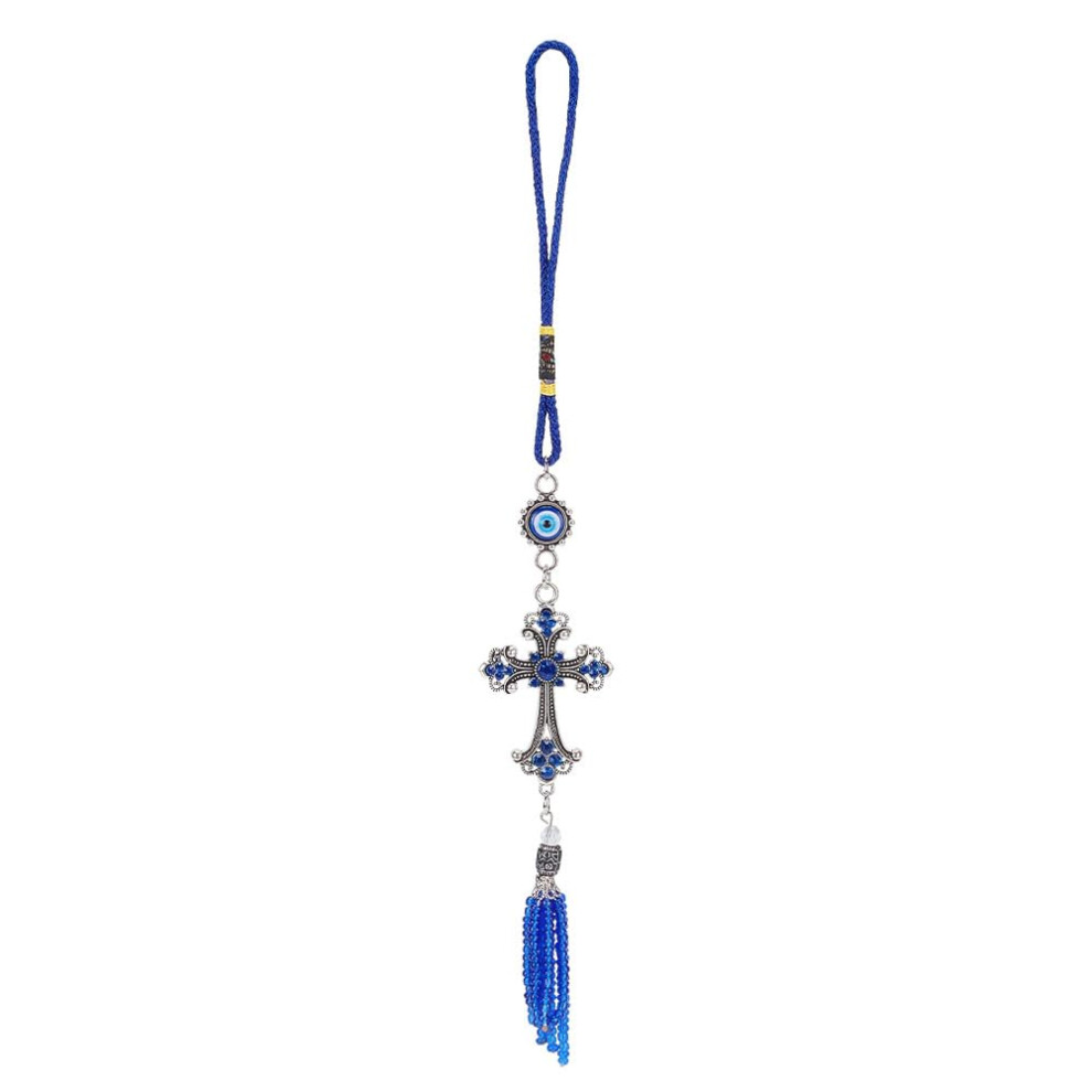 Evil Eye Car Hanging Ornament Cross Pendant Turkish Glass Charms For Rear View Mirror Home Decoration Blue 6947110351674