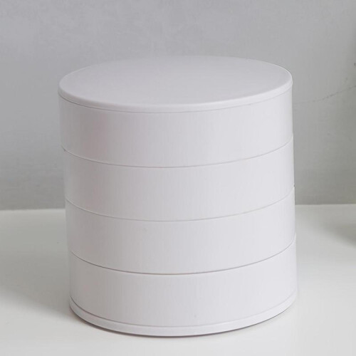 (Dark Gray, one-size) Round Multi-layer Desktop Rotating Jewelry Multilayer Stackable Storage Boxes, Dust-proof Rotatable Accessories Makeup Organizer with Lid 1