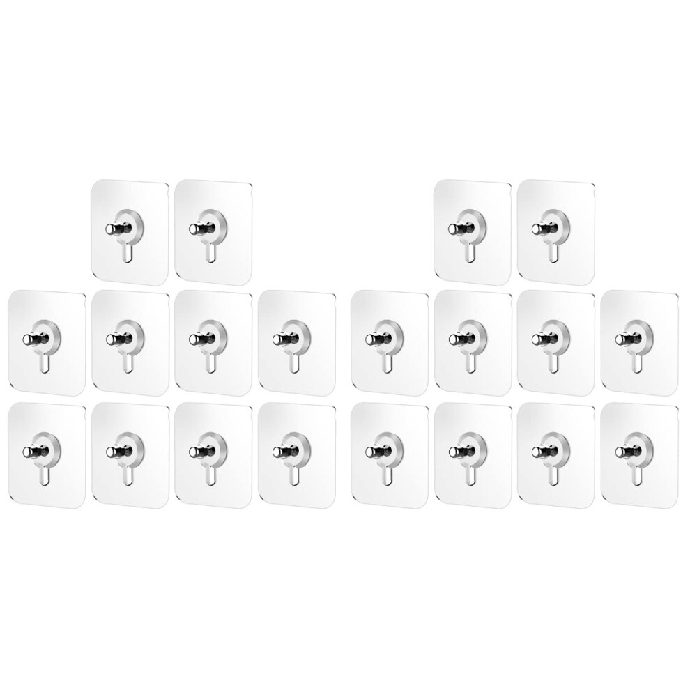 20 Pieces Nail-Free Wall Hooks For Bathroom And Kitchen, Waterproof Transparent Adhesive Hooks, No-Trace Drilling Hook Installation 6482260862149