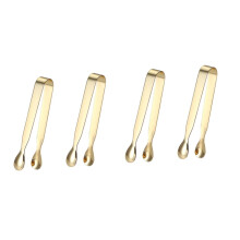 Cube Clip Ice Bucket Tongs Set of 4 Golden 430 Stainless Steel Food Tongs Mini Candy Ice Cubes Tea Bag Strainer Clips