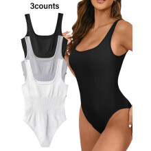 (Multicolor6, M) Women's Sleeveless Fit Square Neck Sports Tummy Control Bodysuit, Sporty Shapewear Bodysuit, High Stretch Seamless Tank Bodysuit,